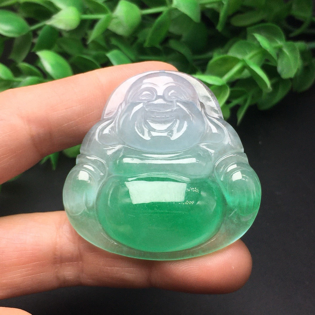 Ice floating green thick Buddha statue