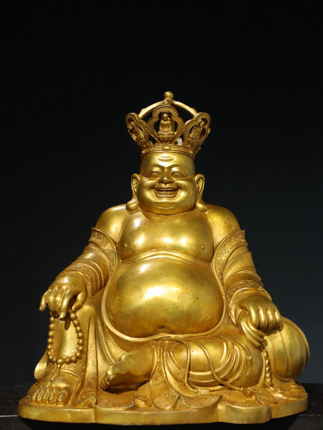 Chinese antique pure copper statue of Maitreya Buddha