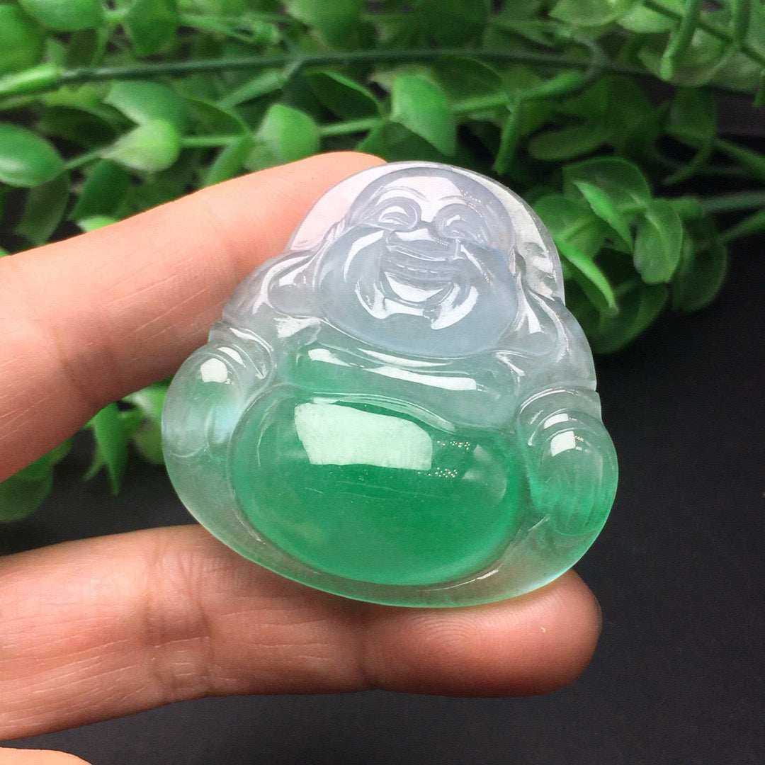 Ice floating green thick Buddha statue