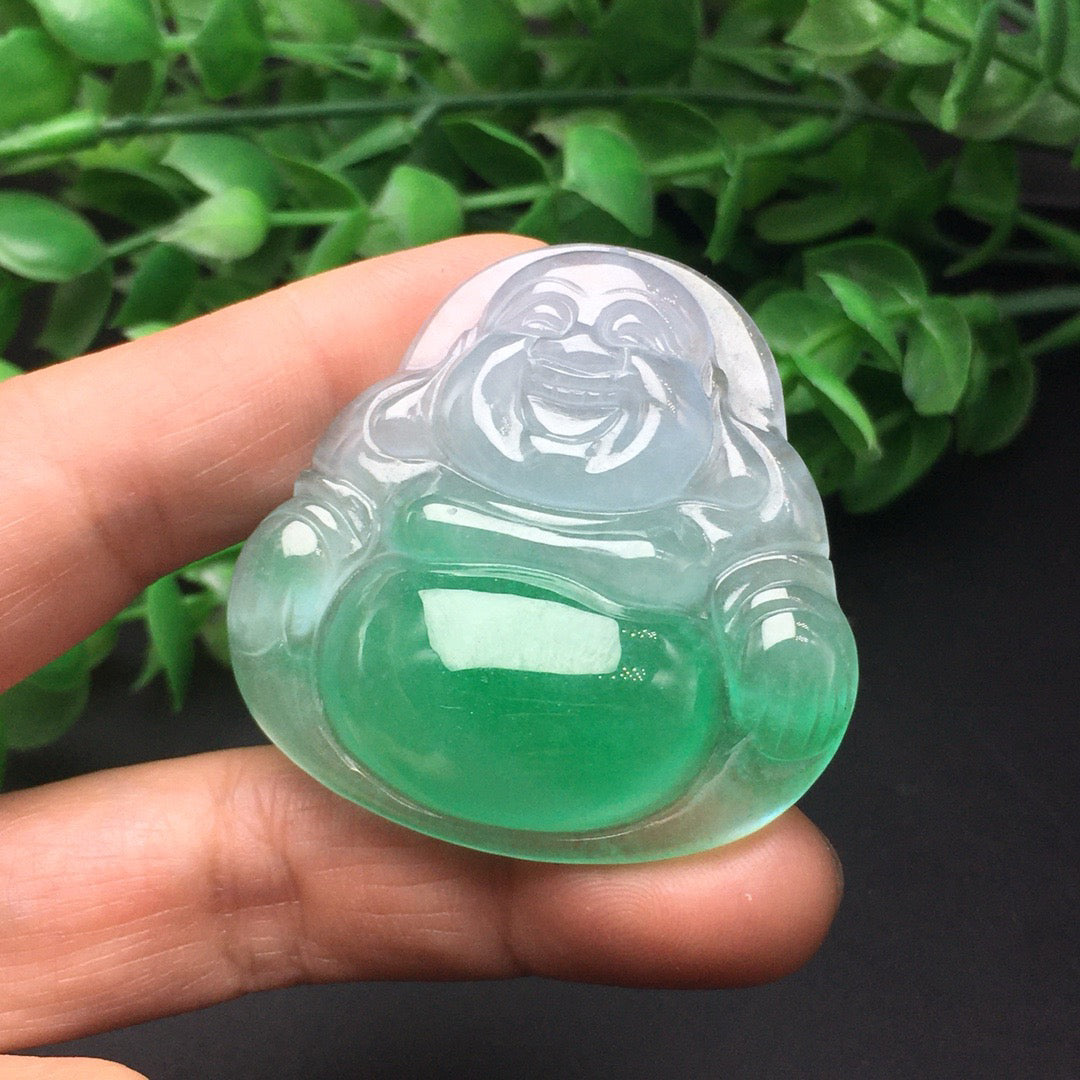 Ice floating green thick Buddha statue