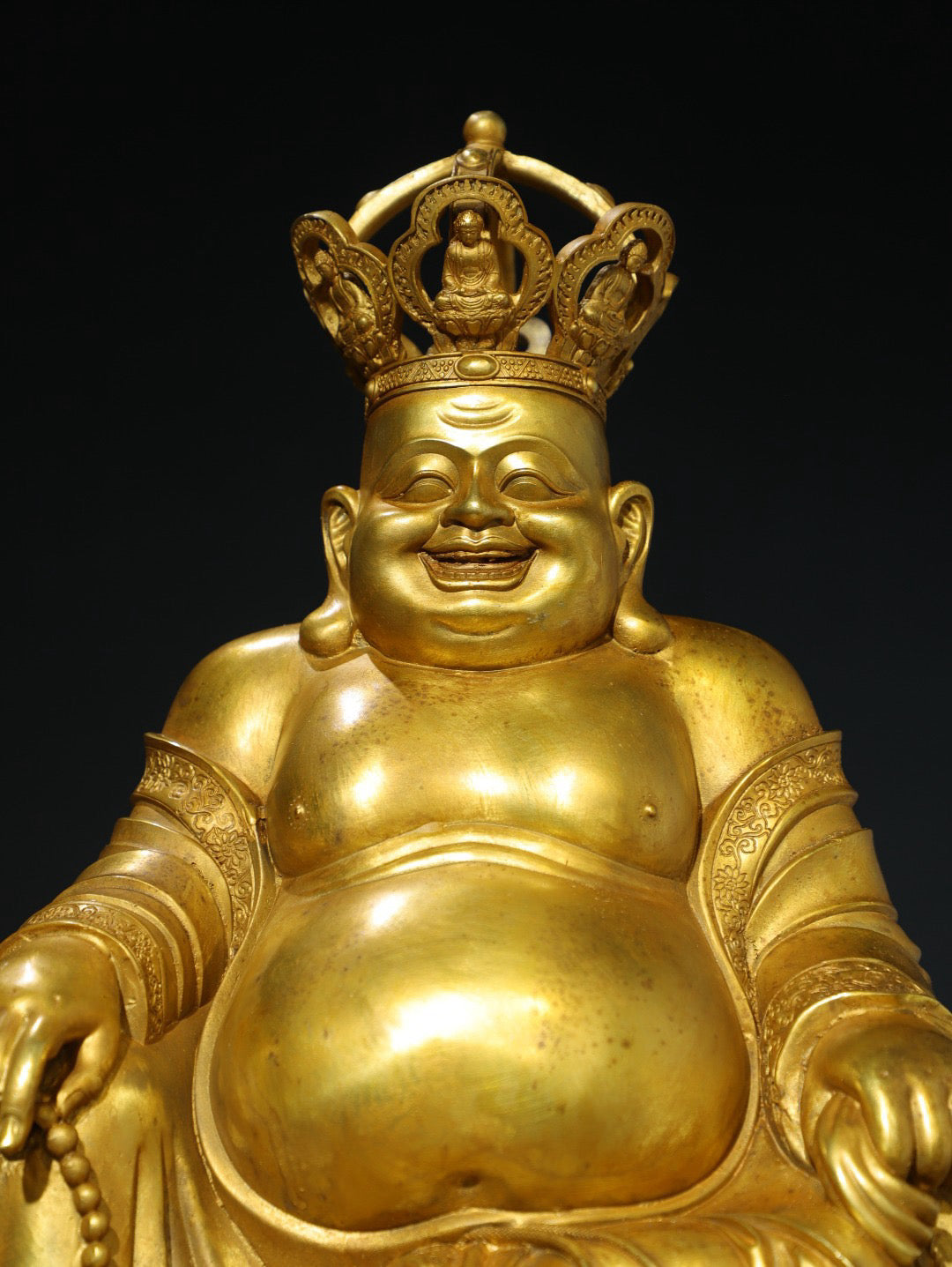 Chinese antique pure copper statue of Maitreya Buddha