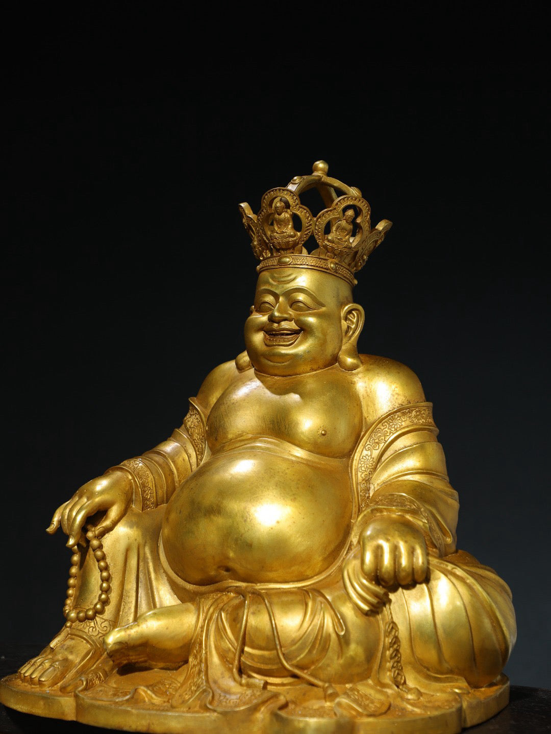 Chinese antique pure copper statue of Maitreya Buddha