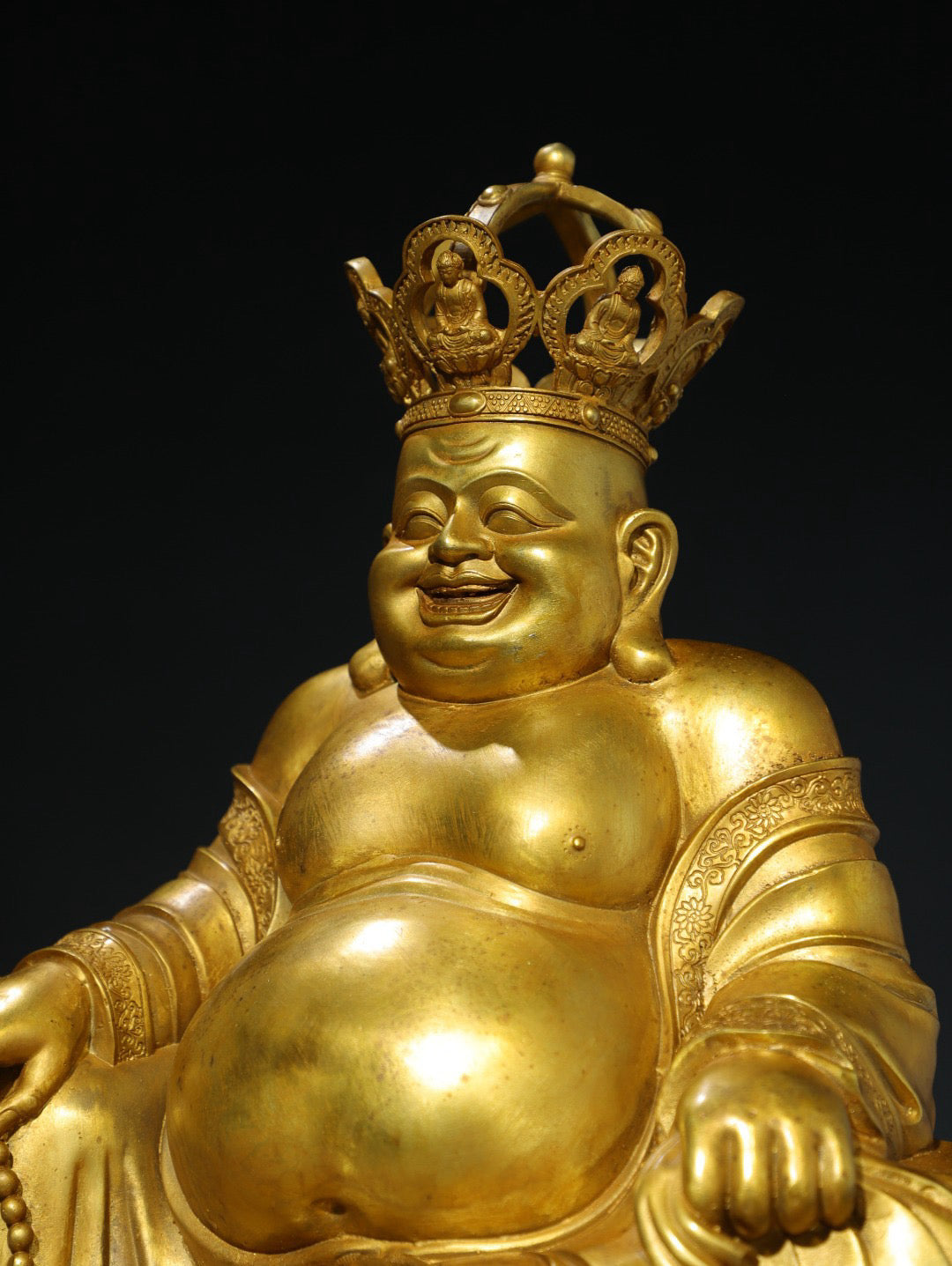 Chinese antique pure copper statue of Maitreya Buddha