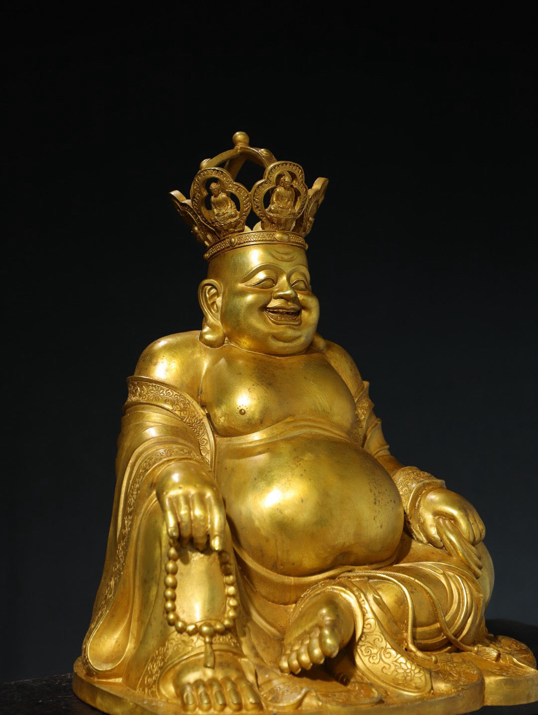 Chinese antique pure copper statue of Maitreya Buddha