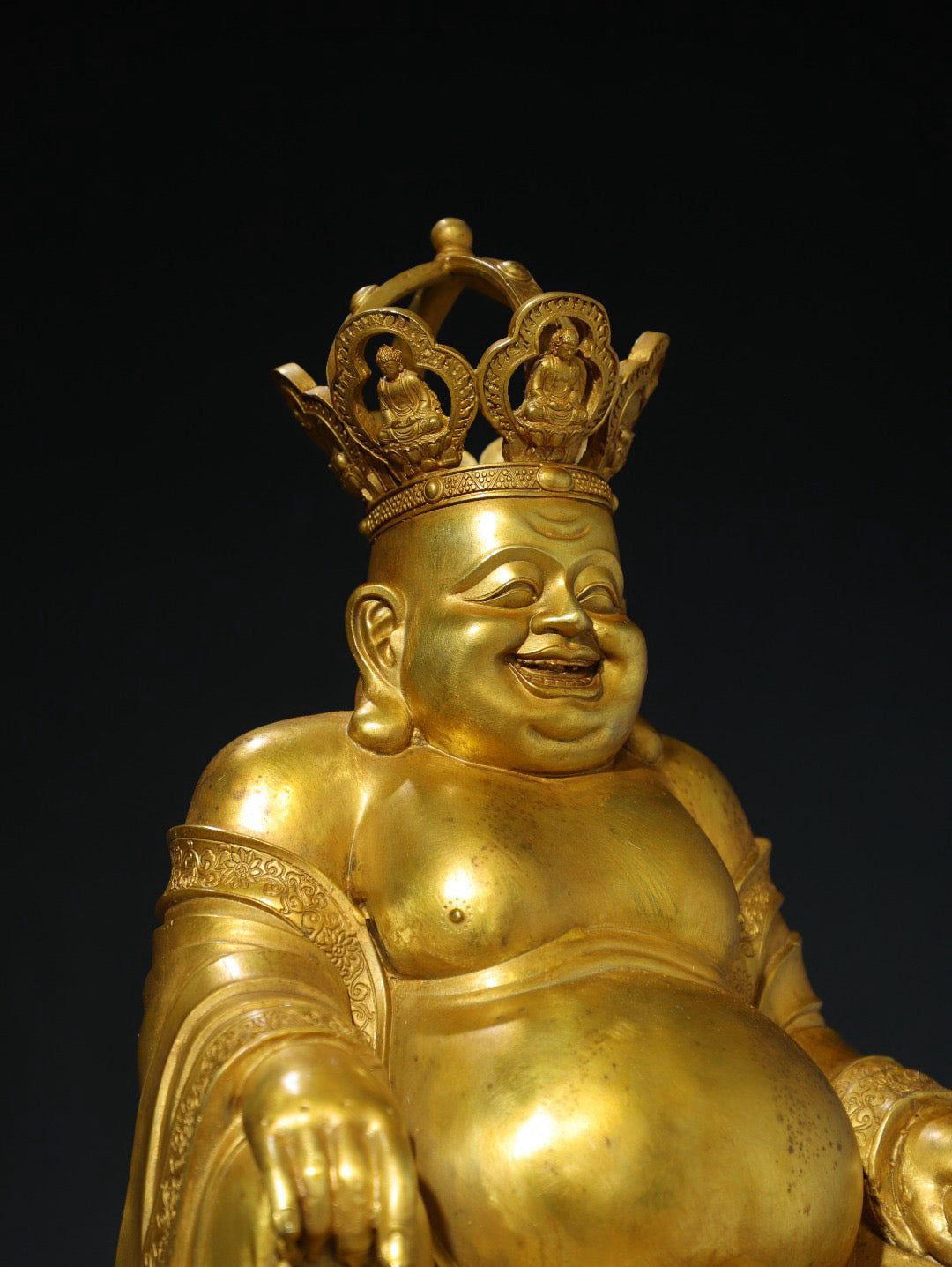 Chinese antique pure copper statue of Maitreya Buddha