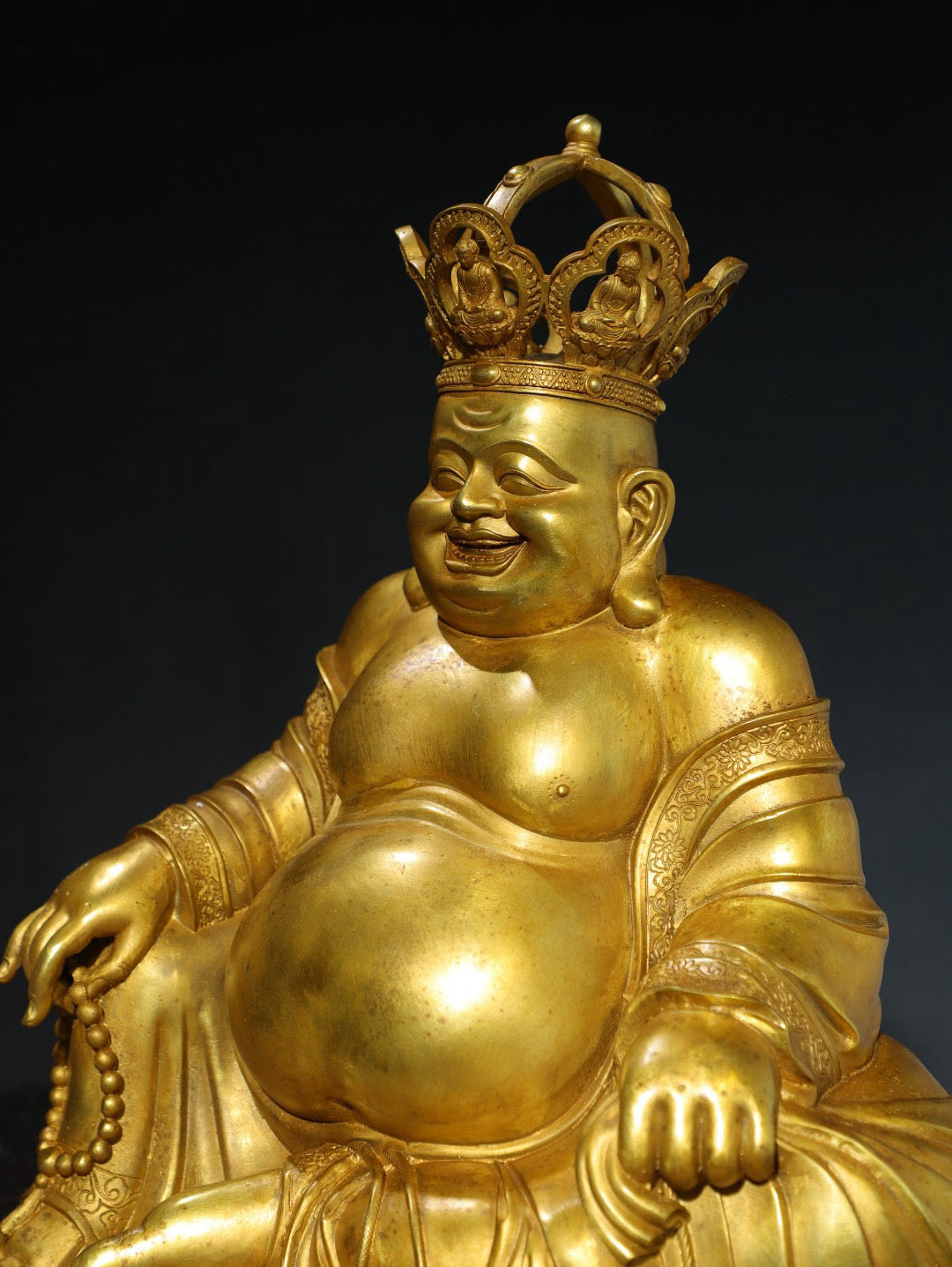 Chinese antique pure copper statue of Maitreya Buddha
