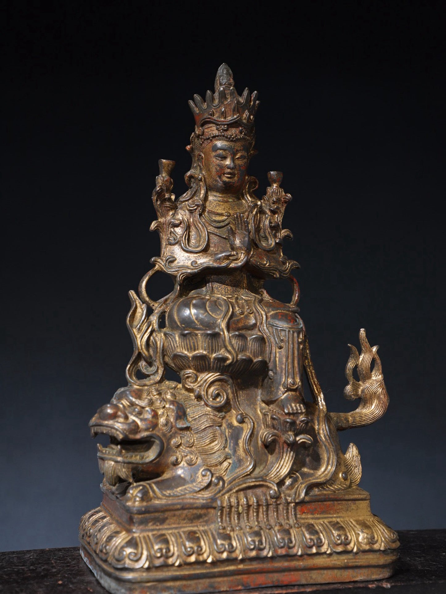 Pure copper statue of Manjushri Bodhisattva