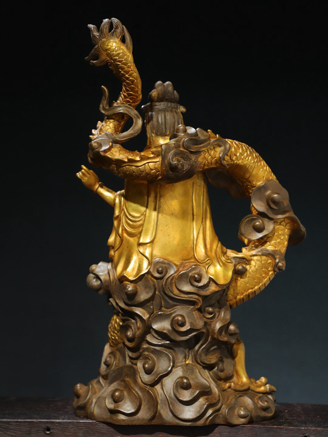 Chinese antique pure copper statue of Jade Dragon Guanyin