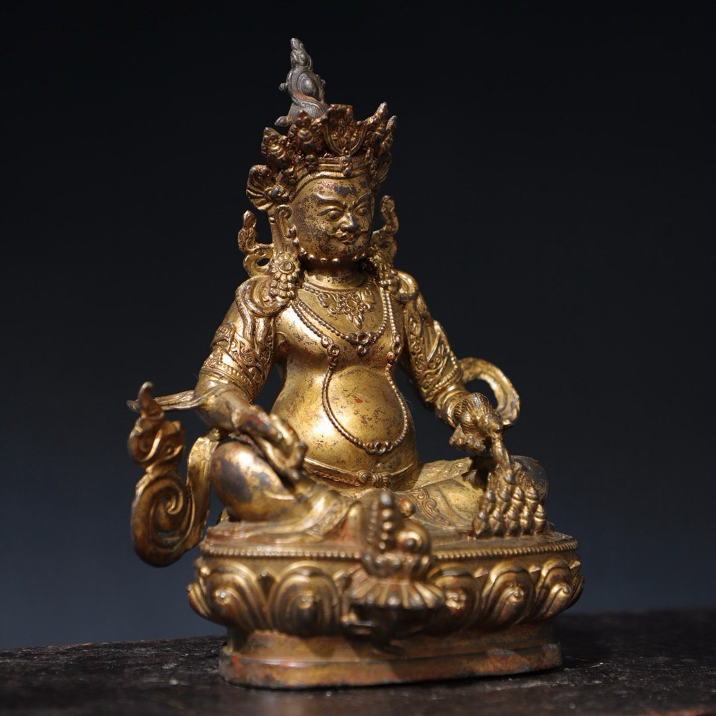 Pure copper yellow statue of the God of Wealth Buddha