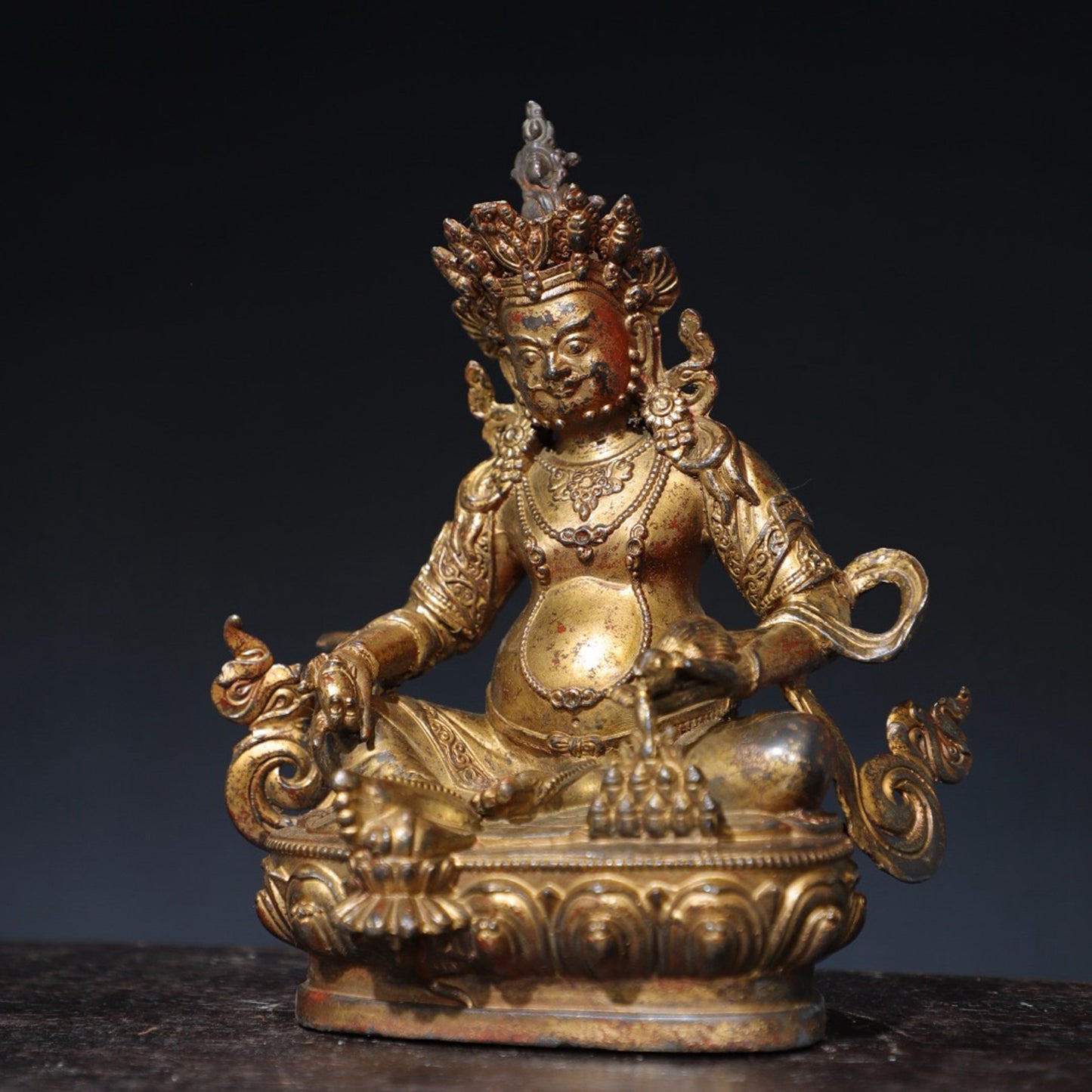 Pure copper yellow statue of the God of Wealth Buddha