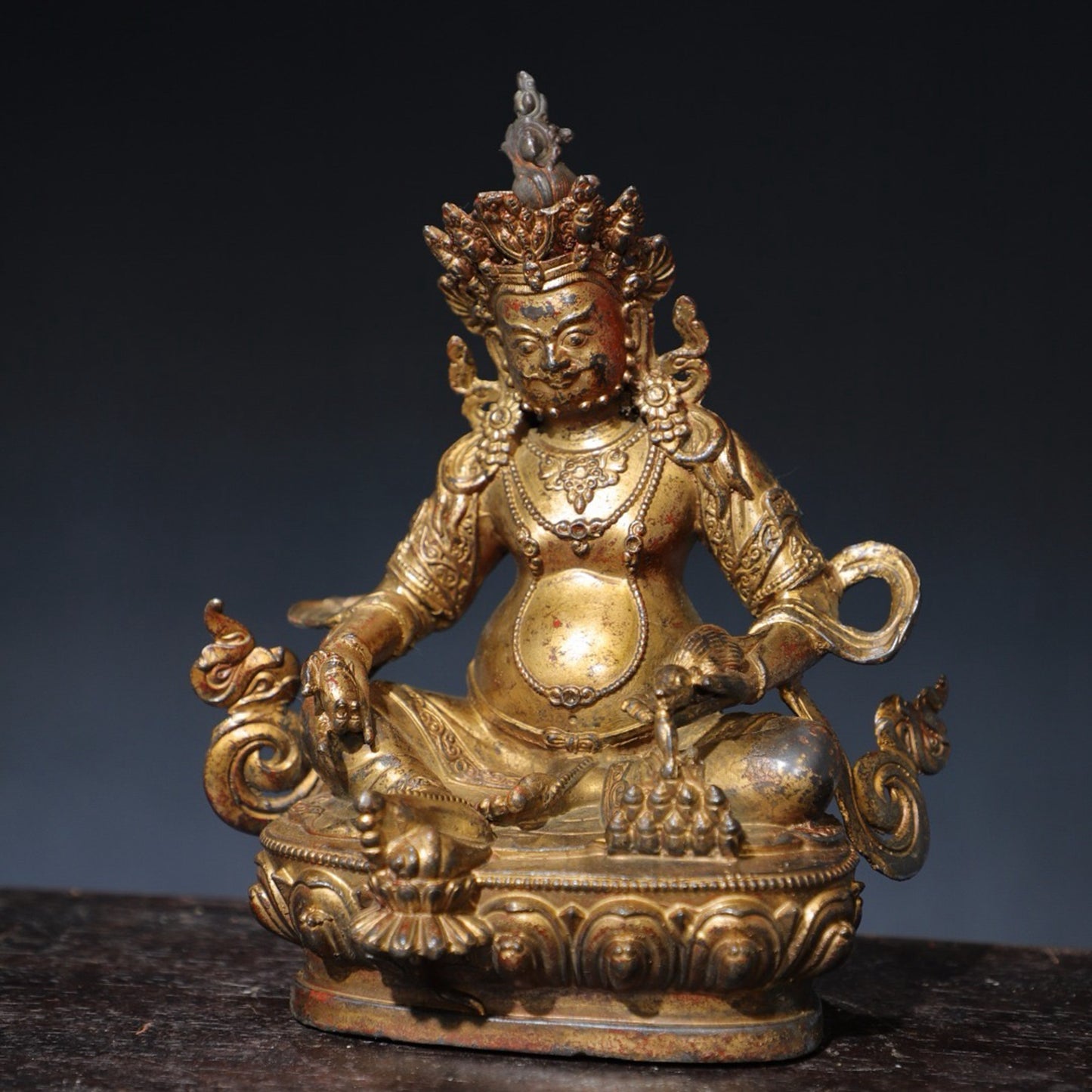 Pure copper yellow statue of the God of Wealth Buddha