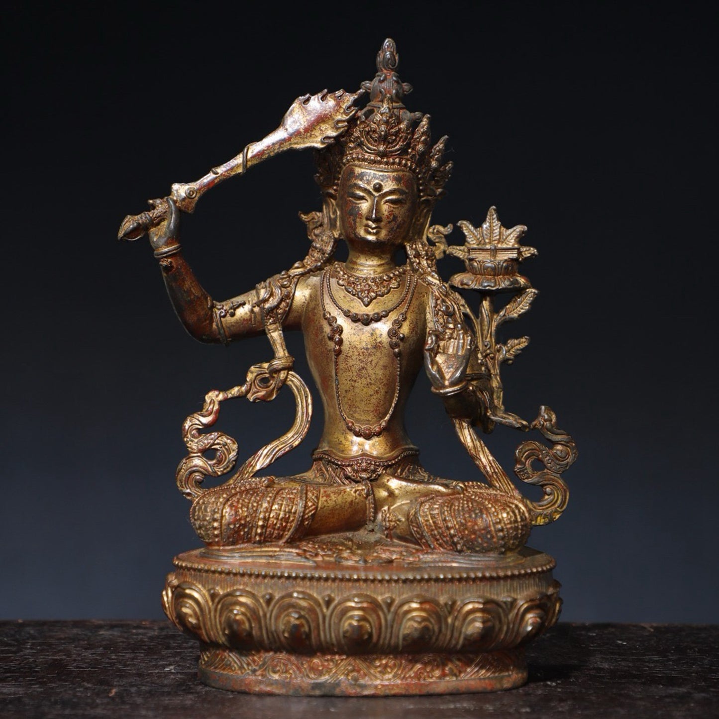 Pure copper statue of Manjushri Bodhisattva