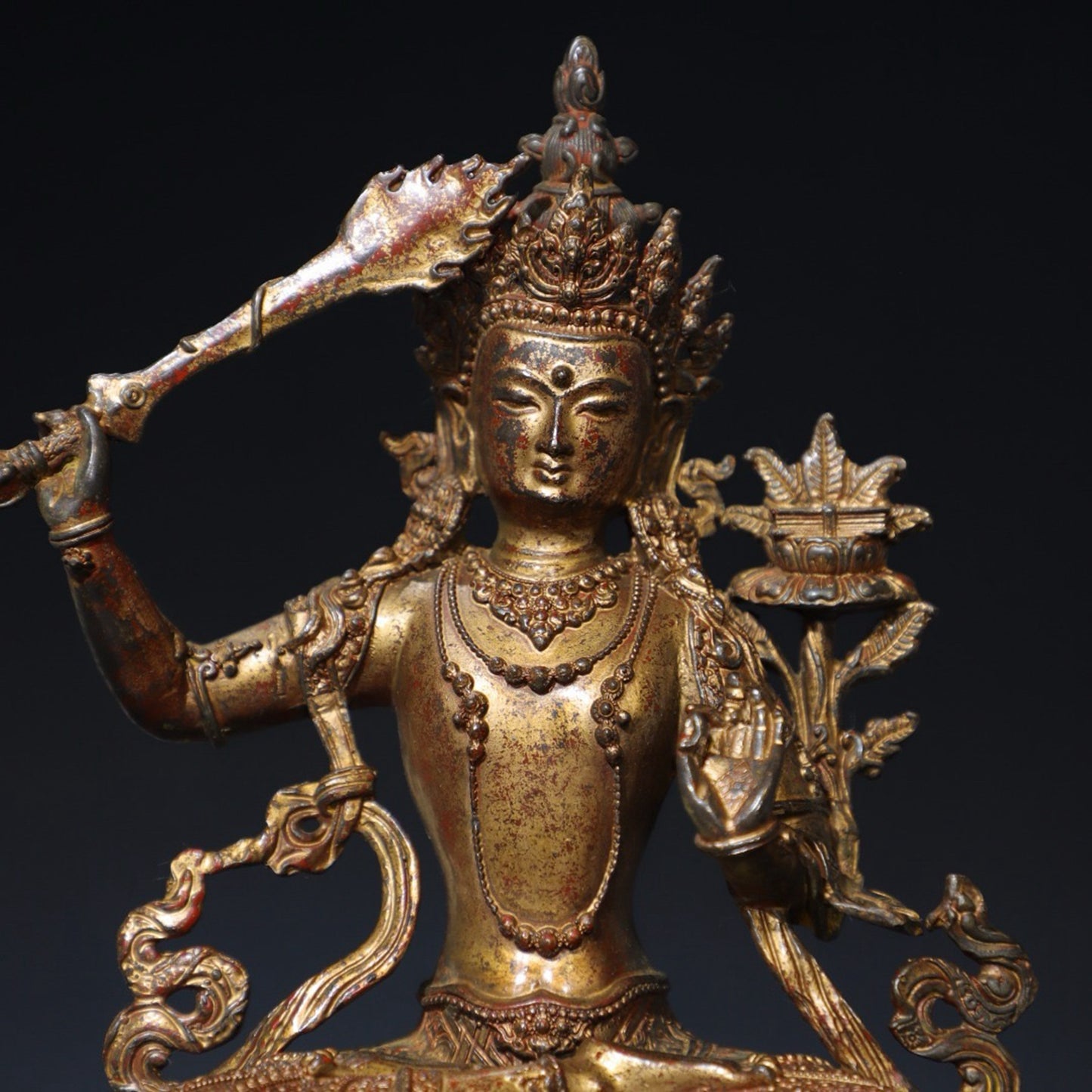 Pure copper statue of Manjushri Bodhisattva