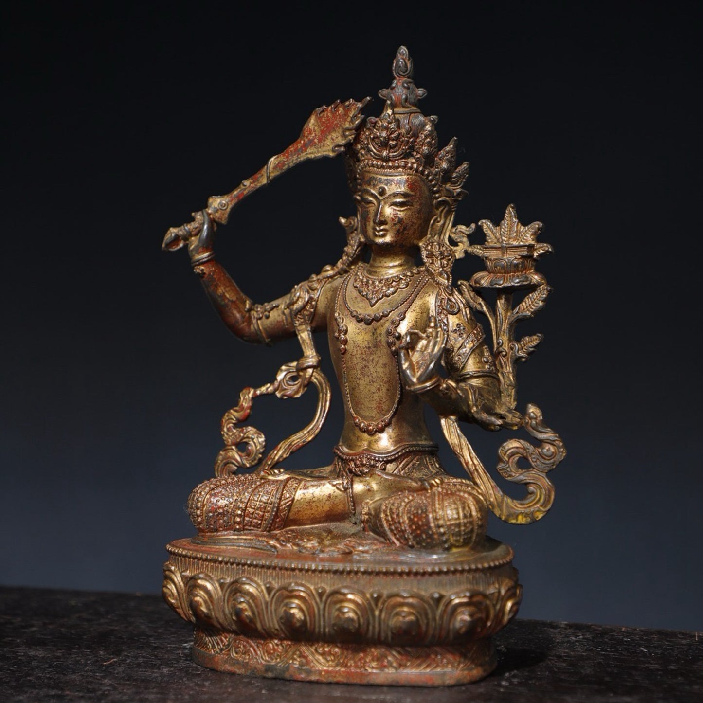 Pure copper statue of Manjushri Bodhisattva