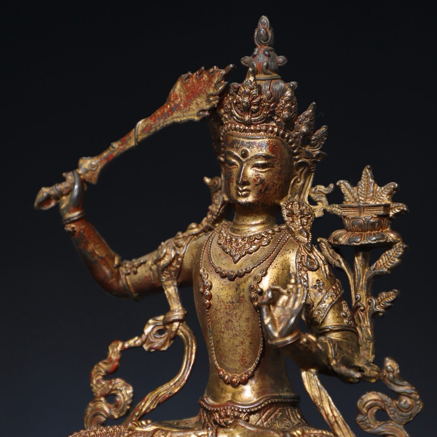 Pure copper statue of Manjushri Bodhisattva