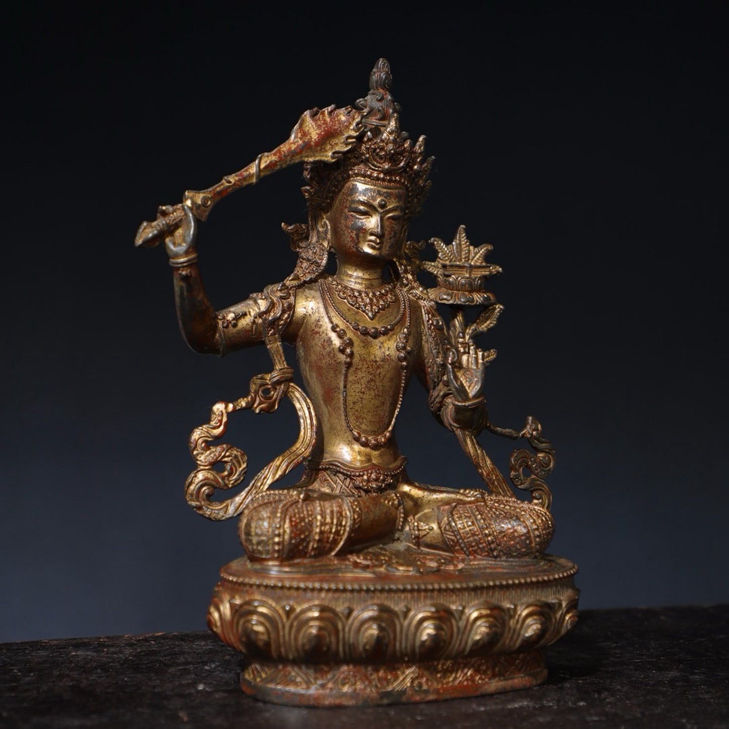 Pure copper statue of Manjushri Bodhisattva