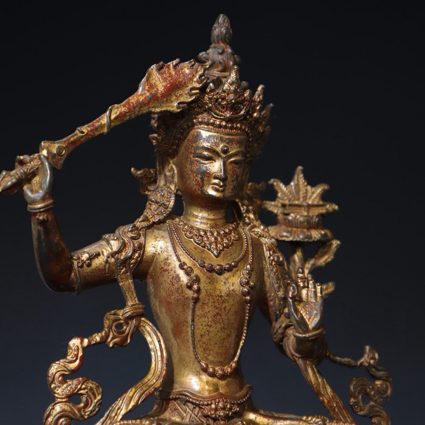 Pure copper statue of Manjushri Bodhisattva