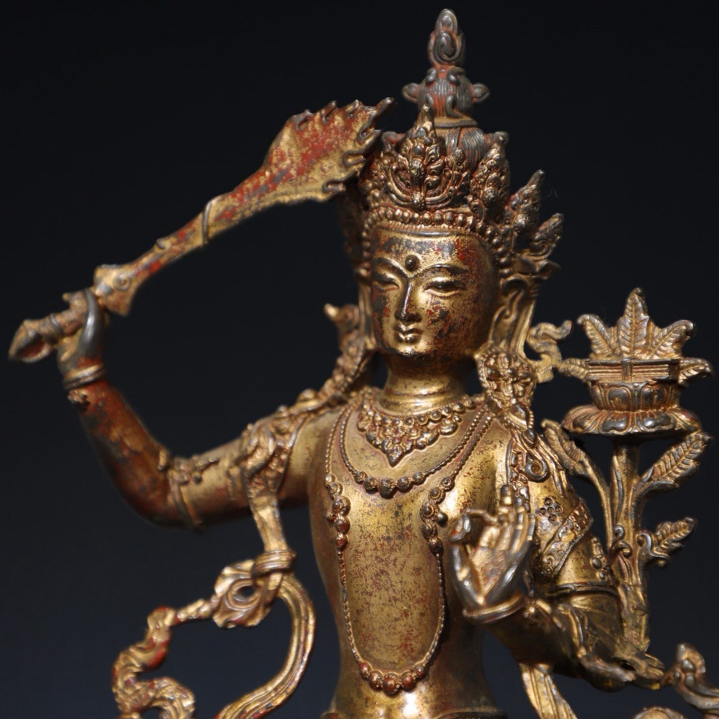 Pure copper statue of Manjushri Bodhisattva