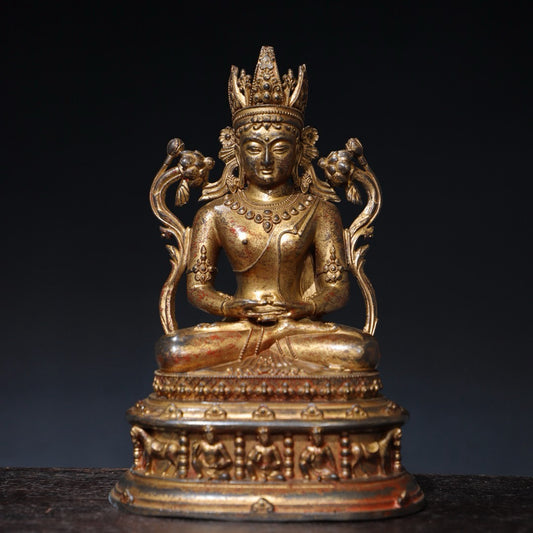 Pure copper longevity Buddha statue