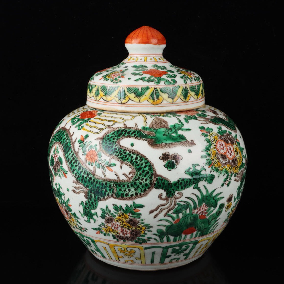 Colorful dragon patterned lid jar