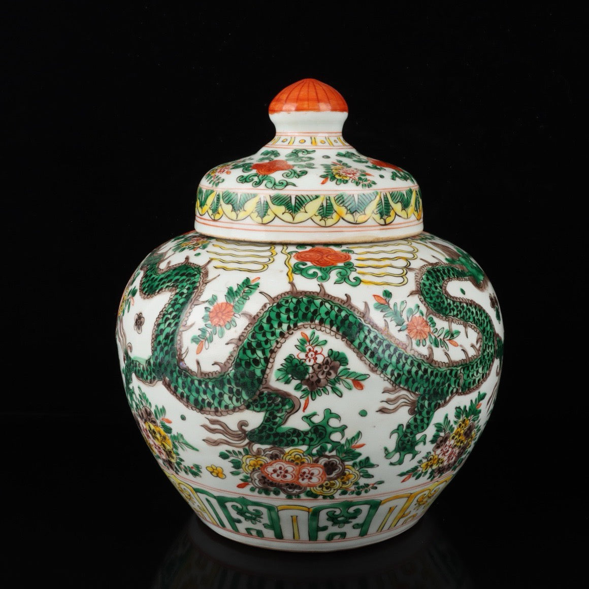 Colorful dragon patterned lid jar