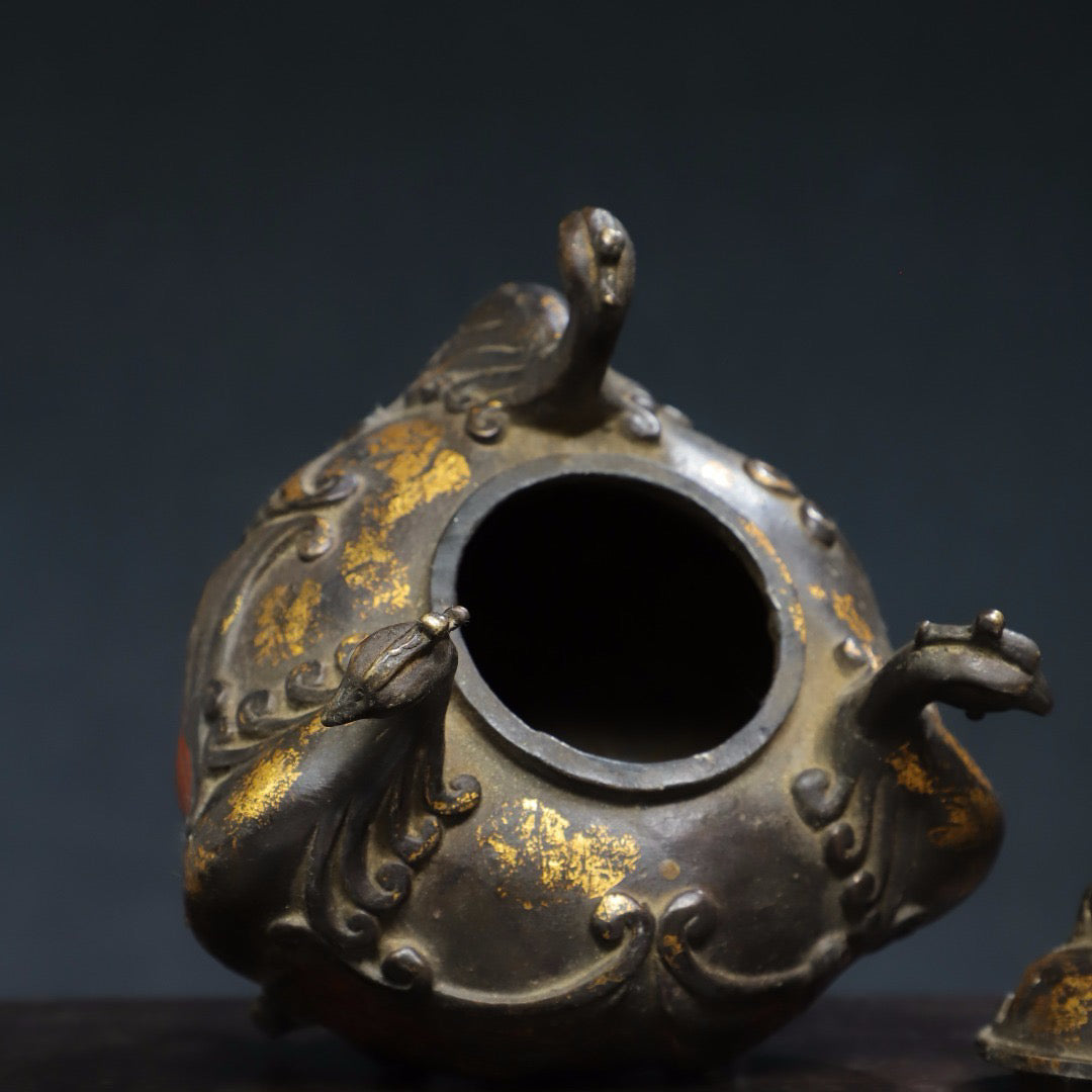Chinese antique pure copper Phoenix incense burner