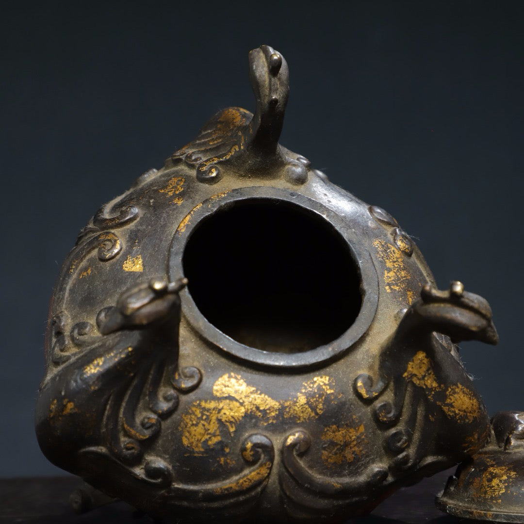 Chinese antique pure copper Phoenix incense burner