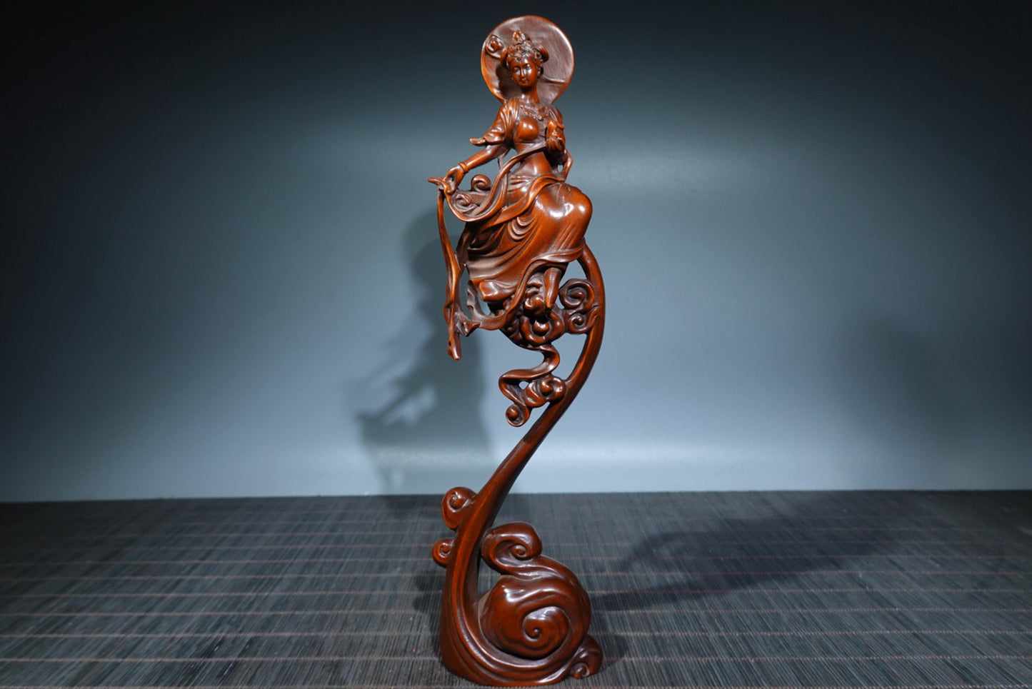 Collection of boxwood carvings with flying Chang'e in the sky