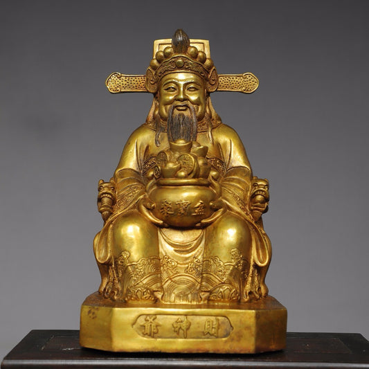 Chinese antique pure copper statue of the God of Wealth