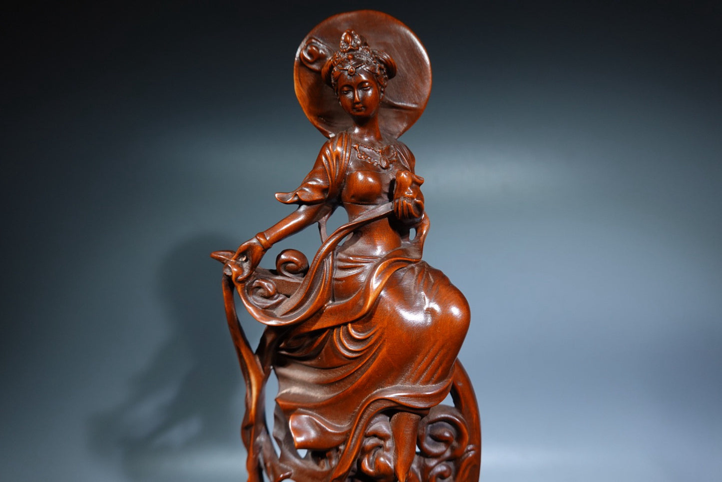 Collection of boxwood carvings with flying Chang'e in the sky