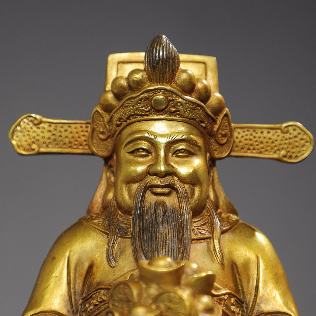 Chinese antique pure copper statue of the God of Wealth