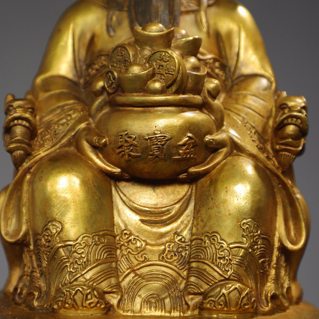 Chinese antique pure copper statue of the God of Wealth