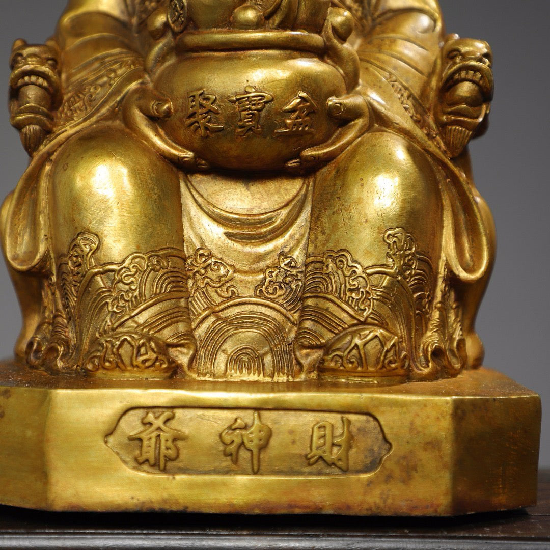 Chinese antique pure copper statue of the God of Wealth