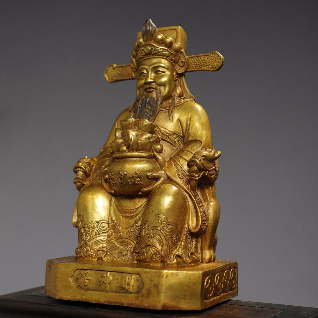 Chinese antique pure copper statue of the God of Wealth