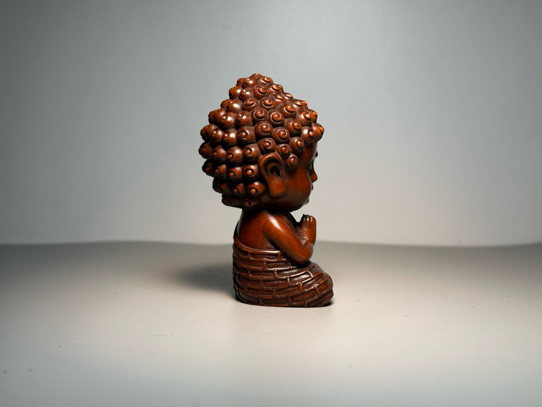 Chinese antique boxwood carving with exquisite craftsmanship to carve baby Buddha