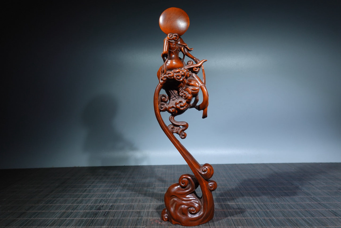 Collection of boxwood carvings with flying Chang'e in the sky
