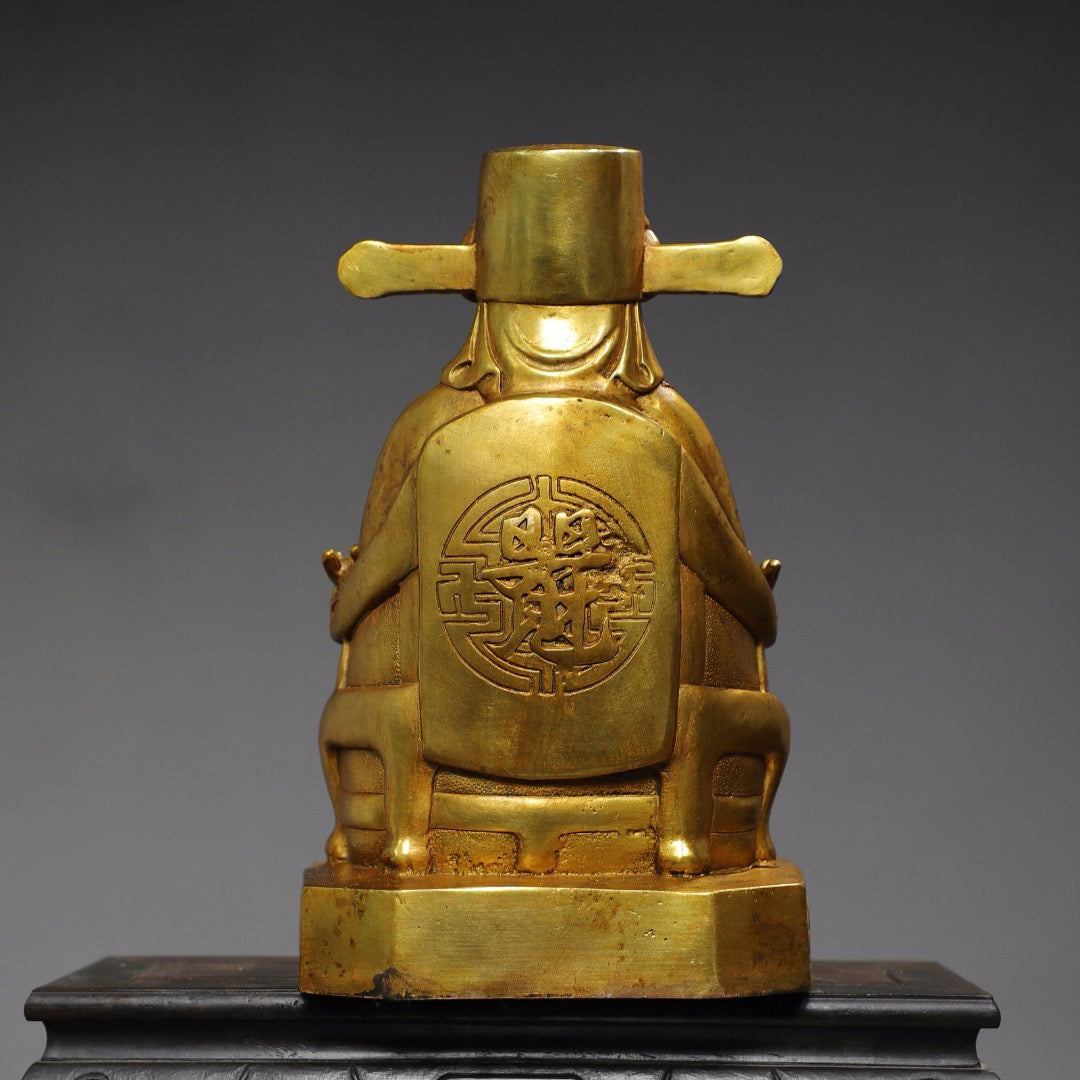 Chinese antique pure copper statue of the God of Wealth