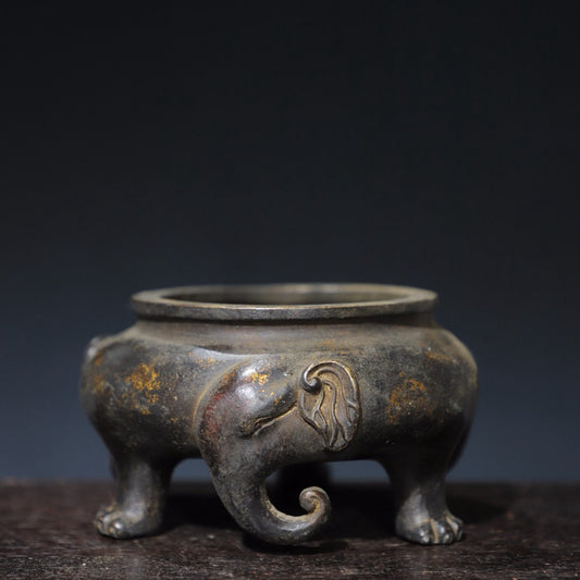 Pure copper tripod elephant incense burner