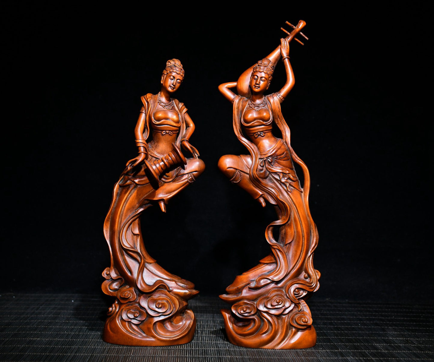 Collected Huangyang Wood Exquisite Carving of Dunhuang Flying Beauty