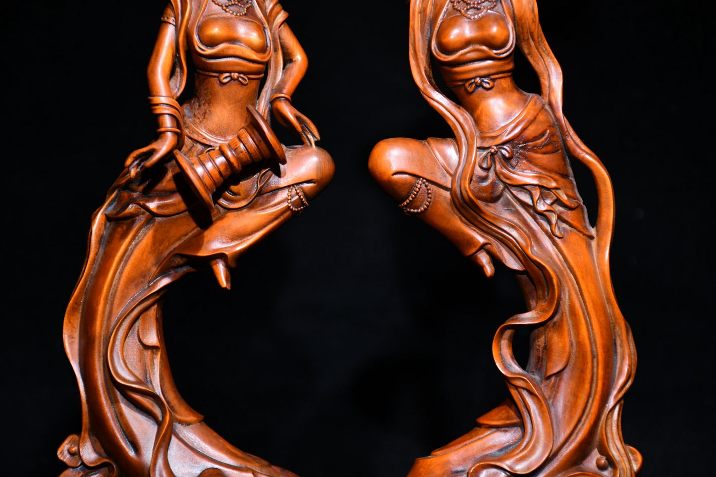 Collected Huangyang Wood Exquisite Carving of Dunhuang Flying Beauty