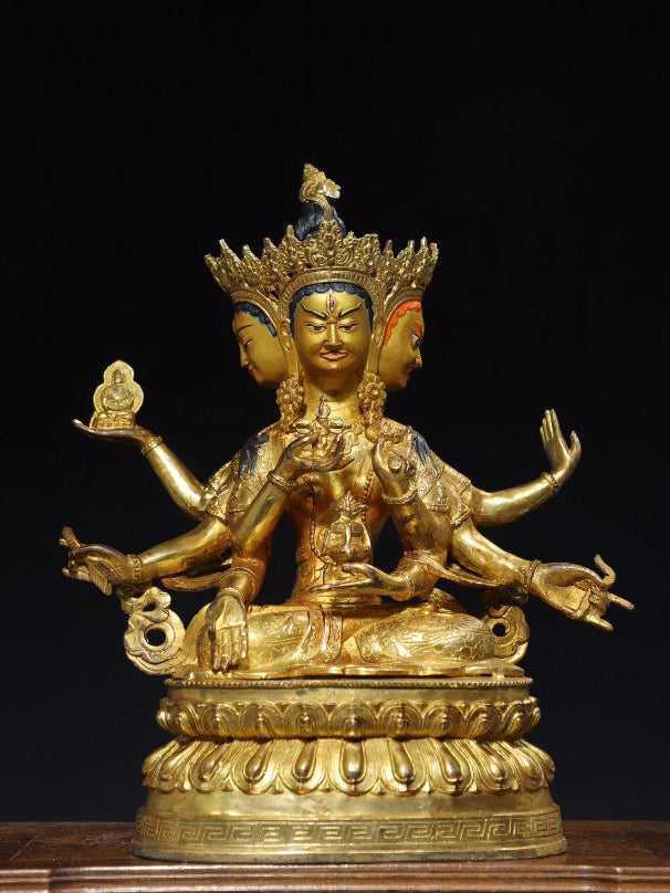 Chinese antique pure copper [Respecting Buddha Mother] Buddhist Buddha statue
