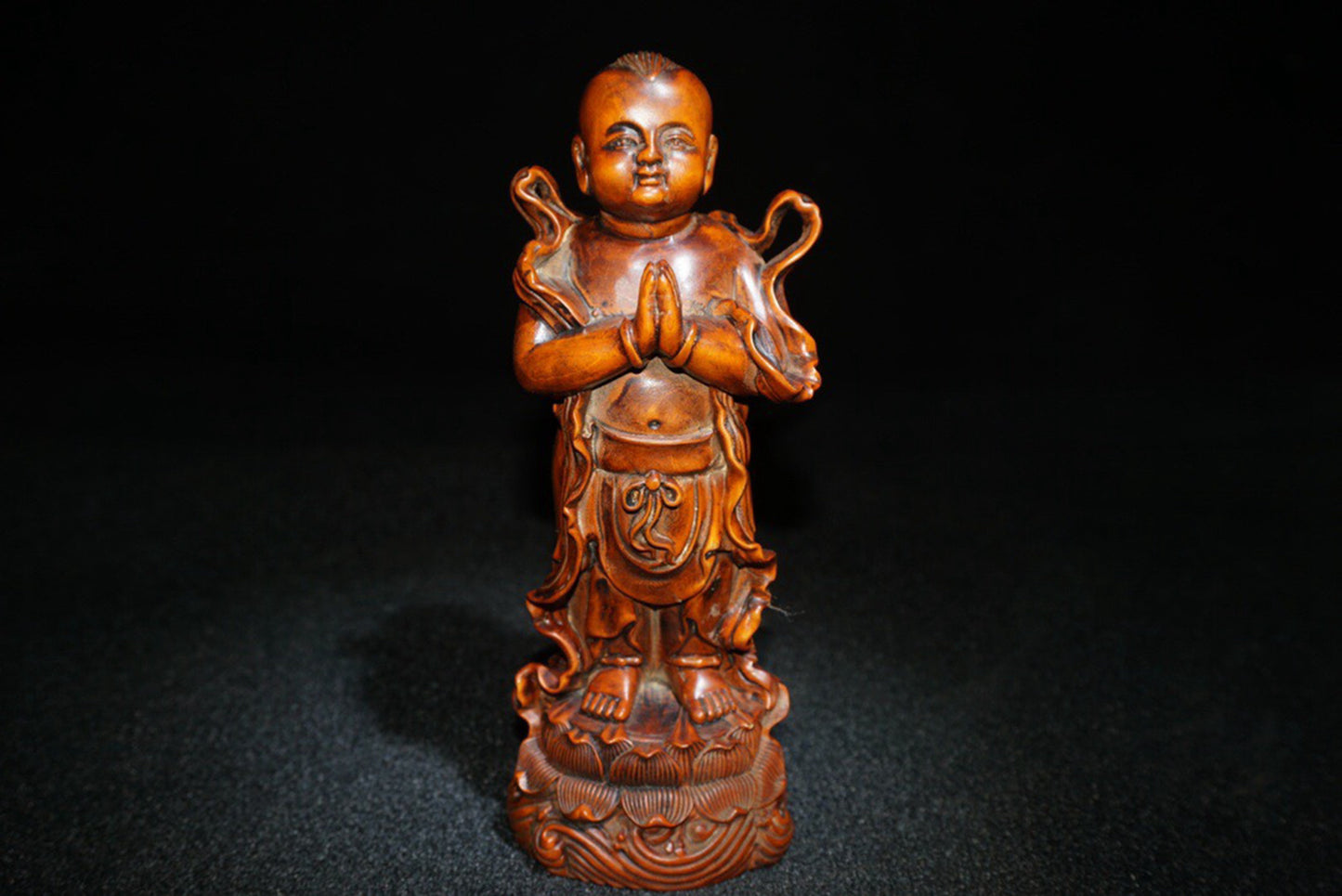 Collected Huangyang Wood Exquisite Carved Golden Boy and Jade Girl Ornaments