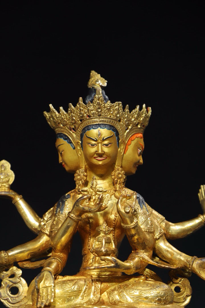 Chinese antique pure copper [Respecting Buddha Mother] Buddhist Buddha statue