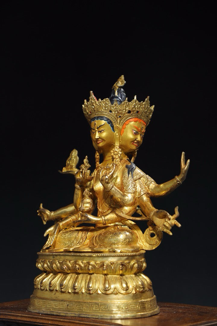 Chinese antique pure copper [Respecting Buddha Mother] Buddhist Buddha statue