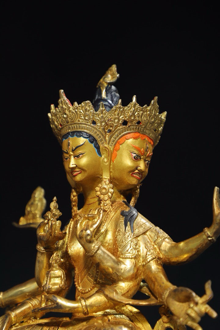 Chinese antique pure copper [Respecting Buddha Mother] Buddhist Buddha statue