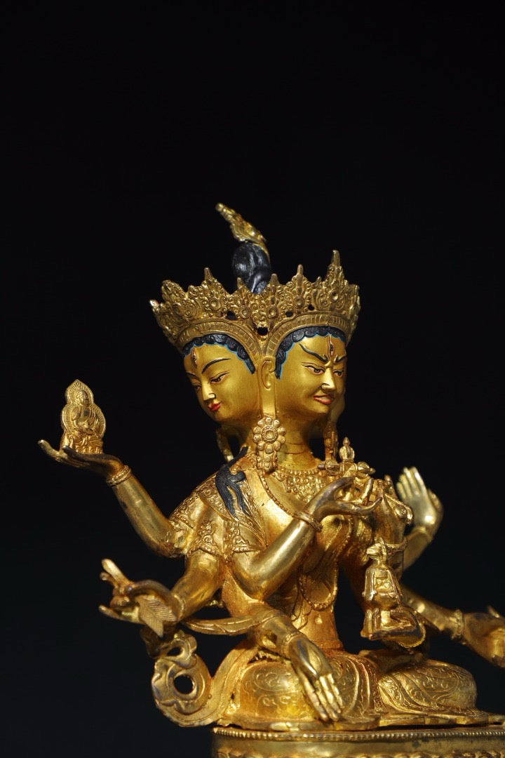 Chinese antique pure copper [Respecting Buddha Mother] Buddhist Buddha statue