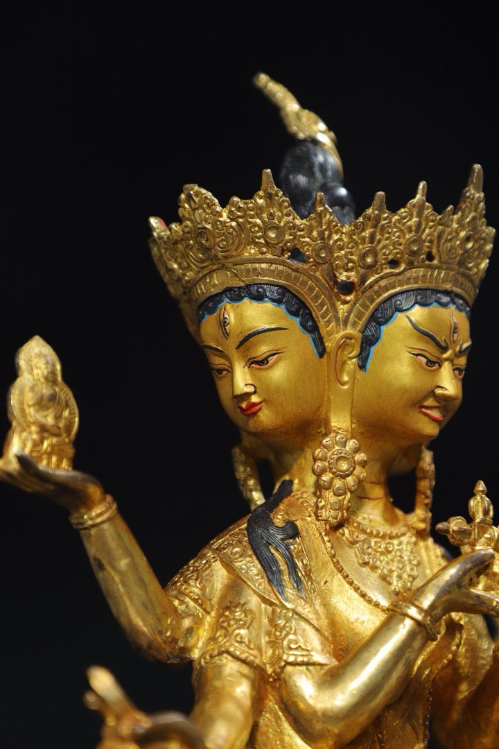 Chinese antique pure copper [Respecting Buddha Mother] Buddhist Buddha statue