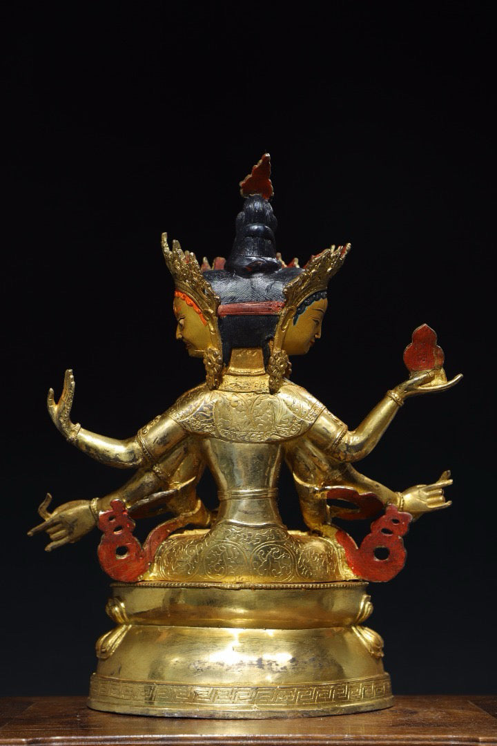 Chinese antique pure copper [Respecting Buddha Mother] Buddhist Buddha statue