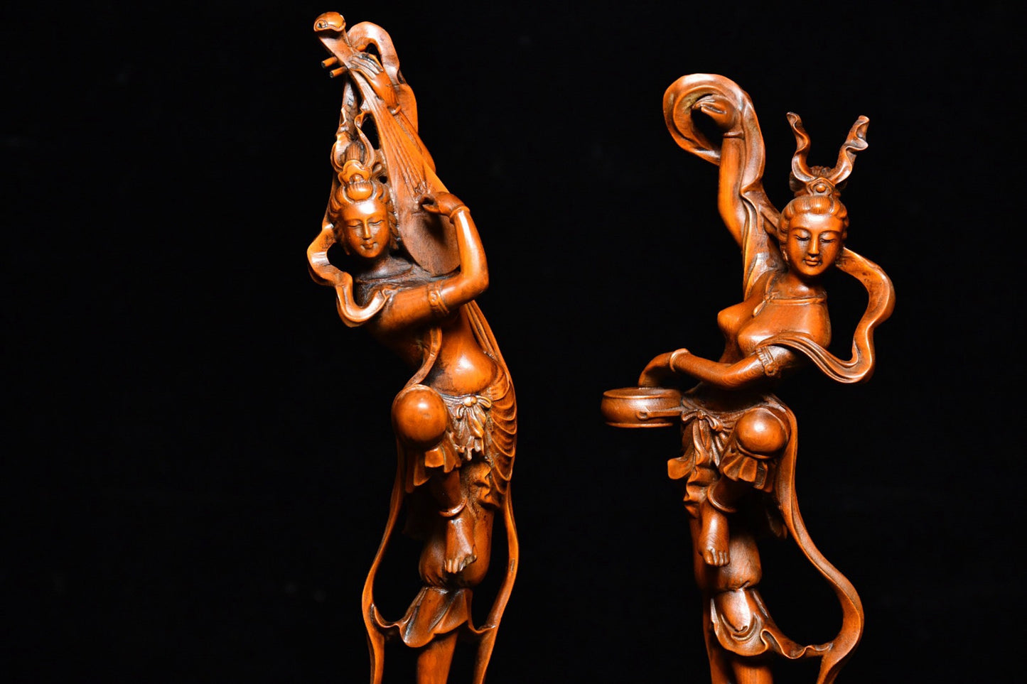 Collection of boxwood flying fairy pair ornaments