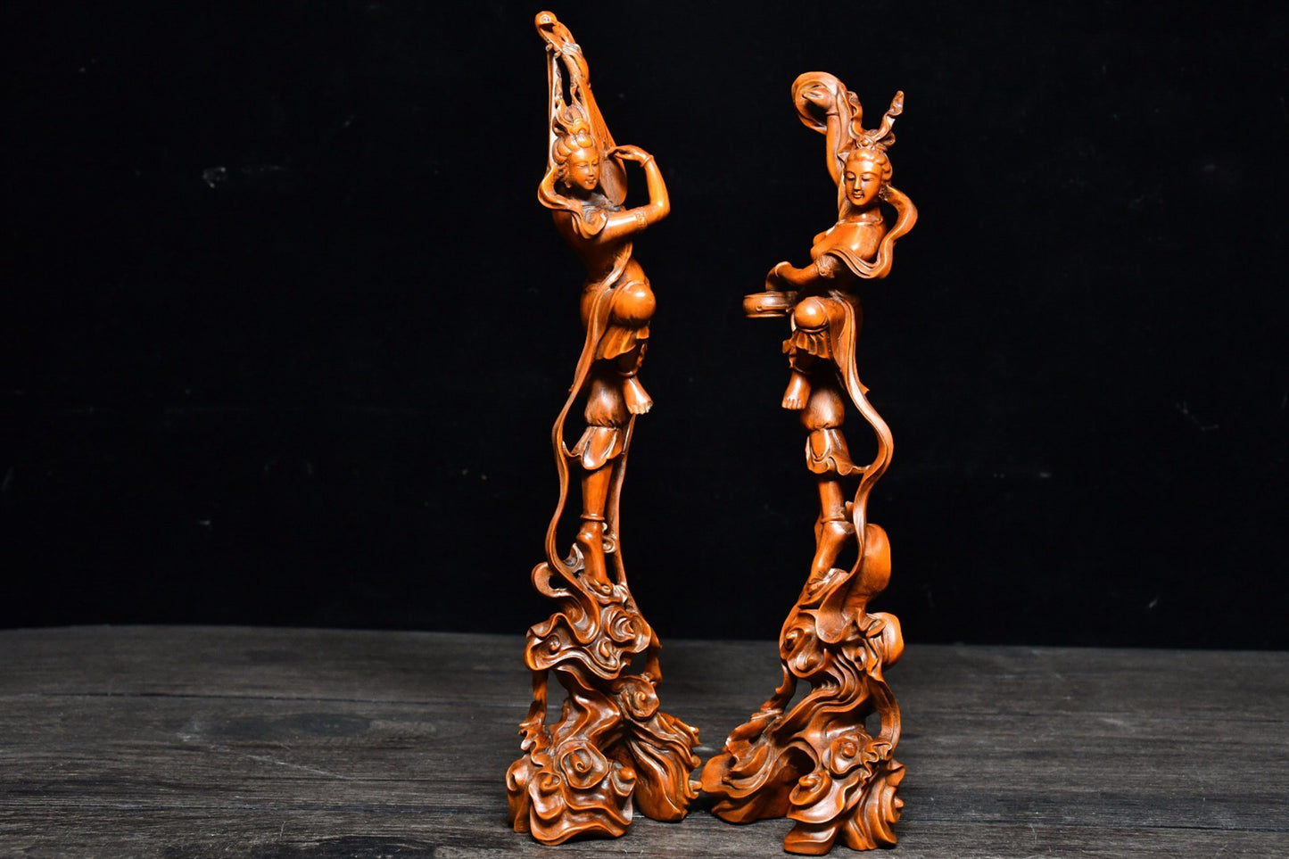 Collection of boxwood flying fairy pair ornaments